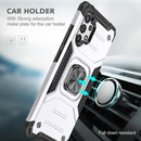 For Samsung Galaxy A32 4G Magnetic Armor Shockproof TPU + PC Phone Case with Metal Ring Holder(Silver)