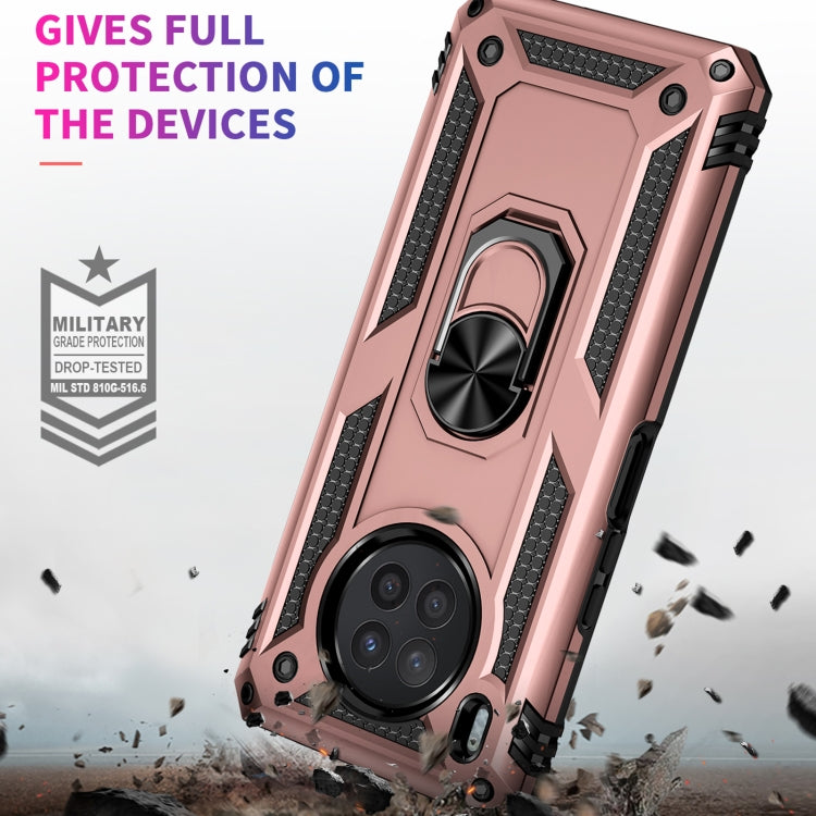 For Huawei nova 8i Shockproof TPU + PC Phone Case with 360 Degree Rotating Holder(Rose Gold)