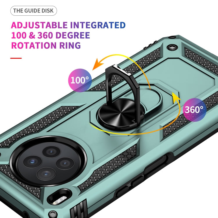 For Huawei nova 8i Shockproof TPU + PC Phone Case with 360 Degree Rotating Holder(Dark Green)