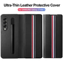 For Samsung Galaxy Z Fold3 5G Litchi Texture Ultra-thin Folding Phone Case with Pen Cover(Green)