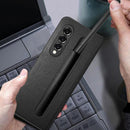 For Samsung Galaxy Z Fold3 5G Litchi Texture Ultra-thin Folding Phone Case with Pen Cover(Green)