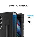 For Samsung Galaxy Z Fold3 5G Litchi Texture Hinge Protection Folding Phone Case with Pen Cover(Grey)