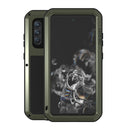 For Samsung Galaxy S21 FE LOVE MEI Metal Shockproof Waterproof Dustproof Protective Phone Case with Glass(Green)
