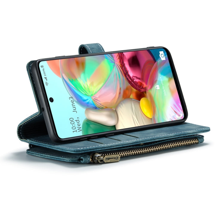 For Samsung Galaxy A71 4G CaseMe-C30 Multifunctional Horizontal Flip PU + TPU Phone Case(Blue)