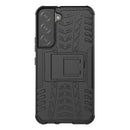 For Samsung Galaxy S22 5G Tire Texture Shockproof TPU+PC Phone Case with Holder(Black)