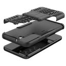 For Samsung Galaxy S22 5G Tire Texture Shockproof TPU+PC Phone Case with Holder(Black)