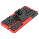 For Samsung Galaxy S22 5G Tire Texture Shockproof TPU+PC Phone Case with Holder(Red)