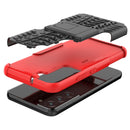 For Samsung Galaxy S22 5G Tire Texture Shockproof TPU+PC Phone Case with Holder(Red)