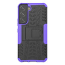 For Samsung Galaxy S22 5G Tire Texture Shockproof TPU+PC Phone Case with Holder(Purple)