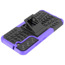 For Samsung Galaxy S22 5G Tire Texture Shockproof TPU+PC Phone Case with Holder(Purple)