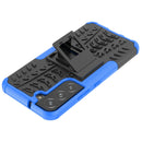 For Samsung Galaxy S22 5G Tire Texture Shockproof TPU+PC Phone Case with Holder(Blue)