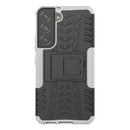 For Samsung Galaxy S22 5G Tire Texture Shockproof TPU+PC Phone Case with Holder(White)