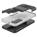 For Samsung Galaxy S22 5G Tire Texture Shockproof TPU+PC Phone Case with Holder(White)