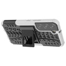 For Samsung Galaxy S22 5G Tire Texture Shockproof TPU+PC Phone Case with Holder(White)