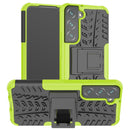 For Samsung Galaxy S22 5G Tire Texture Shockproof TPU+PC Phone Case with Holder(Green)