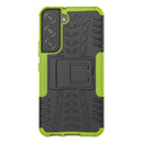 For Samsung Galaxy S22 5G Tire Texture Shockproof TPU+PC Phone Case with Holder(Green)