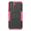 For Samsung Galaxy S22 5G Tire Texture Shockproof TPU+PC Phone Case with Holder(Pink)