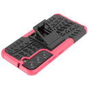 For Samsung Galaxy S22 5G Tire Texture Shockproof TPU+PC Phone Case with Holder(Pink)