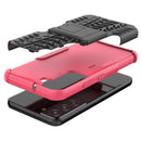 For Samsung Galaxy S22 5G Tire Texture Shockproof TPU+PC Phone Case with Holder(Pink)