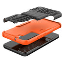 For Samsung Galaxy S22 5G Tire Texture Shockproof TPU+PC Phone Case with Holder(Orange)
