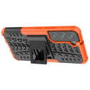 For Samsung Galaxy S22 5G Tire Texture Shockproof TPU+PC Phone Case with Holder(Orange)