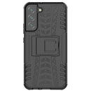 For Samsung Galaxy S22+ 5G Tire Texture Shockproof TPU+PC Phone Case with Holder(Black)