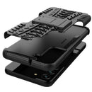 For Samsung Galaxy S22+ 5G Tire Texture Shockproof TPU+PC Phone Case with Holder(Black)