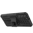 For Samsung Galaxy S22+ 5G Tire Texture Shockproof TPU+PC Phone Case with Holder(Black)