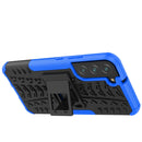For Samsung Galaxy S22+ 5G Tire Texture Shockproof TPU+PC Phone Case with Holder(Blue)