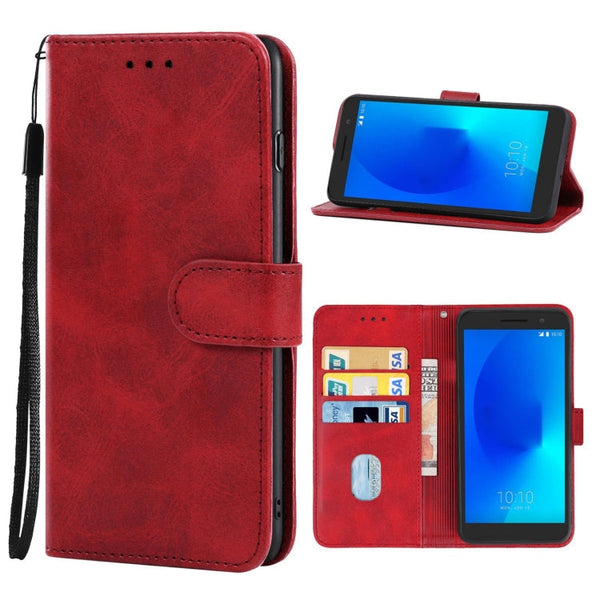 Leather Phone Case For Alcatel 1/1 2019&2021 / Vodafone Smart E9(Red)