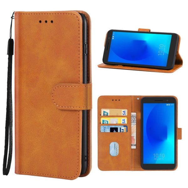 Leather Phone Case For Alcatel 1/1 2019&2021 / Vodafone Smart E9(Brown)