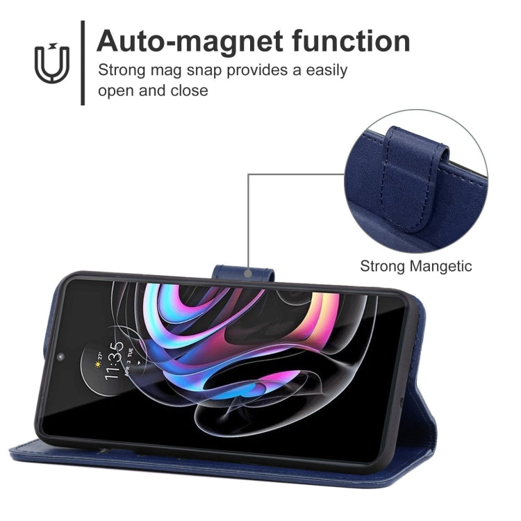 Leather Phone Case For Motorola Moto Edge 30 Ultra(Blue)