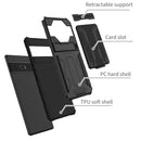 For Google Pixel 6 Pro Armor Card PC + TPU Shockproof Phone Case with Card Slot & Invisible Holder(Black)