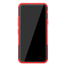 For LG V50S ThinQ 5G / G8X ThinQ Tire Texture Shockproof TPU+PC Protective Case with Holder(Red)