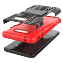 For LG V50S ThinQ 5G / G8X ThinQ Tire Texture Shockproof TPU+PC Protective Case with Holder(Red)