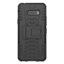 For LG V50S ThinQ 5G / G8X ThinQ Tire Texture Shockproof TPU+PC Protective Case with Holder(Black)