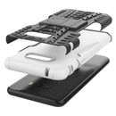 For LG V50S ThinQ 5G / G8X ThinQ Tire Texture Shockproof TPU+PC Protective Case with Holder(White)