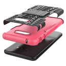 For LG V50S ThinQ 5G / G8X ThinQ Tire Texture Shockproof TPU+PC Protective Case with Holder(Pink)