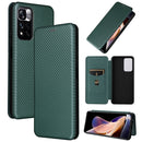 For Xiaomi Redmi Note 11 Pro / Note 11 Pro+ Carbon Fiber Texture Magnetic Horizontal Flip PU Phone Case(Green)