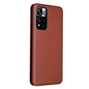 For Xiaomi Redmi Note 11 Pro / Note 11 Pro+ Carbon Fiber Texture Magnetic Horizontal Flip PU Phone Case(Brown)