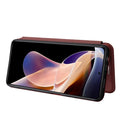 For Xiaomi Redmi Note 11 Pro / Note 11 Pro+ Carbon Fiber Texture Magnetic Horizontal Flip PU Phone Case(Brown)