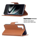 For Samsung Galaxy S22+ 5G Litchi Texture Pure Color Horizontal Flip Leather Phone Case with Holder & Card Slots & Wallet & Lanyard(Brown)
