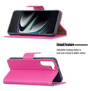 For Samsung Galaxy S22+ 5G Litchi Texture Pure Color Horizontal Flip Leather Phone Case with Holder & Card Slots & Wallet & Lanyard(Rose Red)