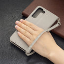 For Samsung Galaxy S22+ 5G Litchi Texture Pure Color Horizontal Flip Leather Phone Case with Holder & Card Slots & Wallet & Lanyard(Grey)