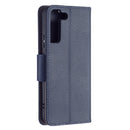 For Samsung Galaxy S22+ 5G Litchi Texture Pure Color Horizontal Flip Leather Phone Case with Holder & Card Slots & Wallet & Lanyard(Dark Blue)
