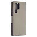 For Samsung Galaxy S22 Ultra 5G Litchi Texture Pure Color Horizontal Flip Leather Phone Case with Holder & Card Slots & Wallet & Lanyard(Grey)