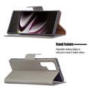 For Samsung Galaxy S22 Ultra 5G Litchi Texture Pure Color Horizontal Flip Leather Phone Case with Holder & Card Slots & Wallet & Lanyard(Grey)