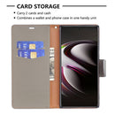 For Samsung Galaxy S22 Ultra 5G Litchi Texture Pure Color Horizontal Flip Leather Phone Case with Holder & Card Slots & Wallet & Lanyard(Grey)