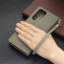 For Samsung Galaxy S22 Ultra 5G Litchi Texture Pure Color Horizontal Flip Leather Phone Case with Holder & Card Slots & Wallet & Lanyard(Grey)