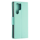For Samsung Galaxy S22 Ultra 5G Litchi Texture Pure Color Horizontal Flip Leather Phone Case with Holder & Card Slots & Wallet & Lanyard(Green)